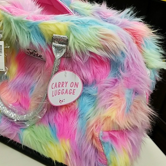 Justice Bags Emoji Faux Fur Rolling Luggage Poshmark
